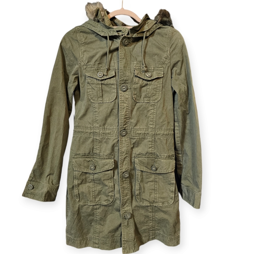 Lucky Brand Army Green Hooded Anorak Jacket